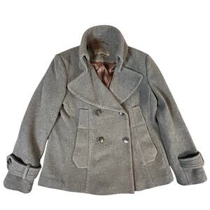 Andrew Marc New York Wool Double Breasted Pea‎ Coat Jacket Charcoal Size 8